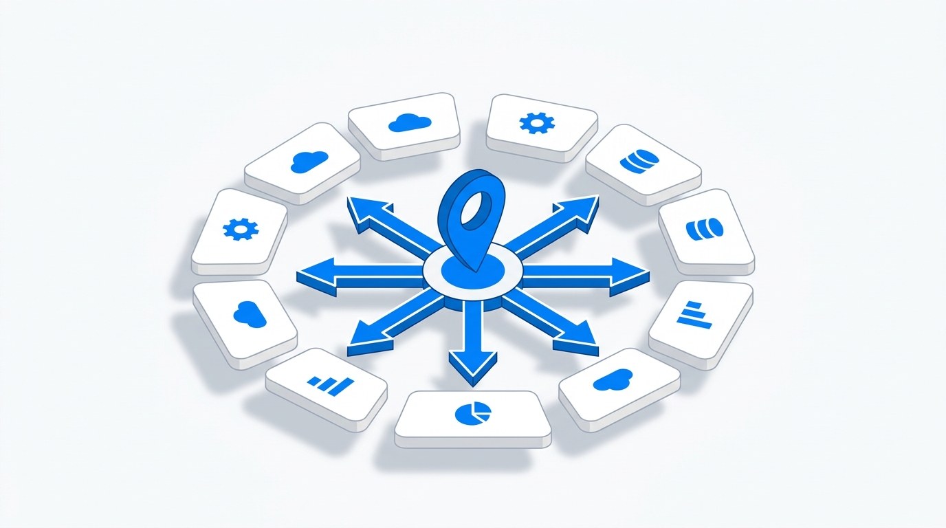 Hub and spoke diagram of Foursquare data distribution