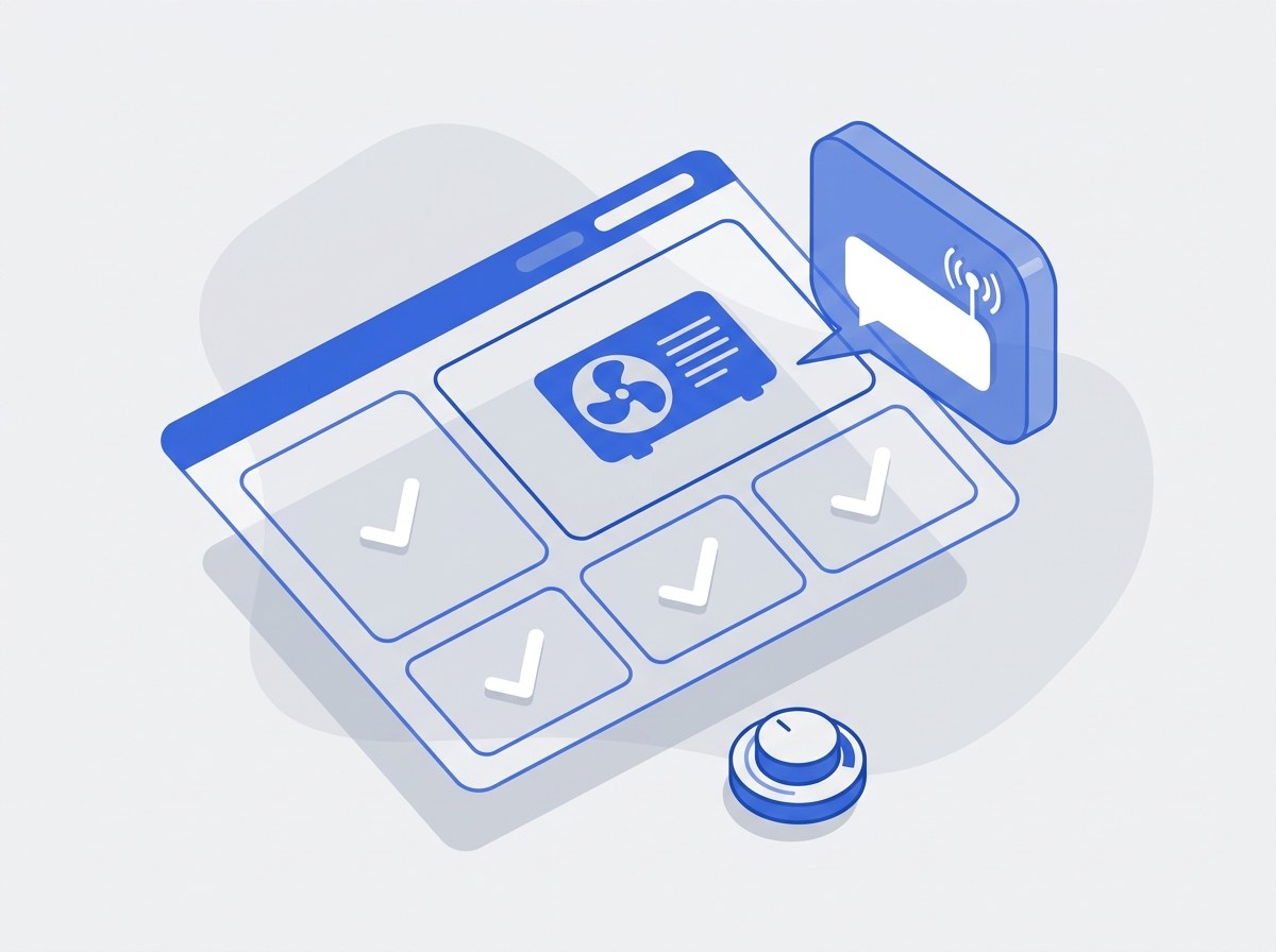 Illustration of an HVAC service page being read by an AI assistant